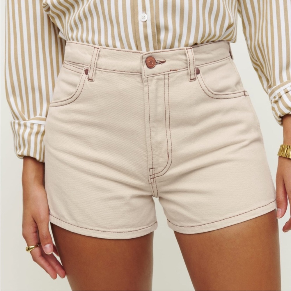 Reformation Beige Denim Shorts Size 25 NWOT